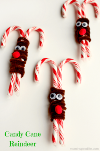 Candy cane reindeer craft! A fun Christmas treat. Would be great for a Christmas party! Great Christmas party treat!
