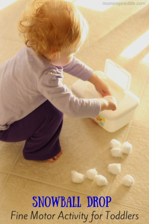 Snowball Drop Fine Motor Activity for Toddlers