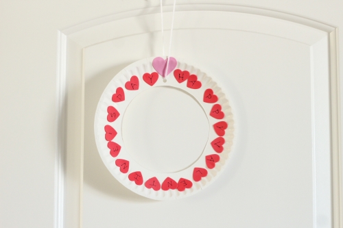 Valentine's Day Wreath Craft. An alphabet activity that develops letter identification, letter sounds and develops fine motor skills.
