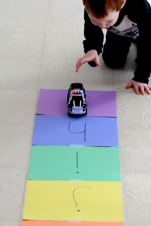 Learning Letter Sounds on Alphabet Road. A fun, hands-on literacy learning activity