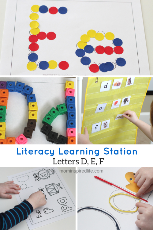 Literacy Learning Station - Letters DEF. Hands-on literacy activities using printables and manipulatives.