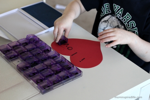 Writing Kind Notes with Alphabet Stamps. A pre-writing activity for preschoolers.