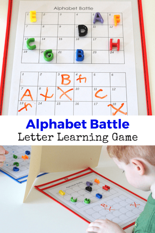 Just like Battleship, but with letters! Learn the alphabet with this fun game!