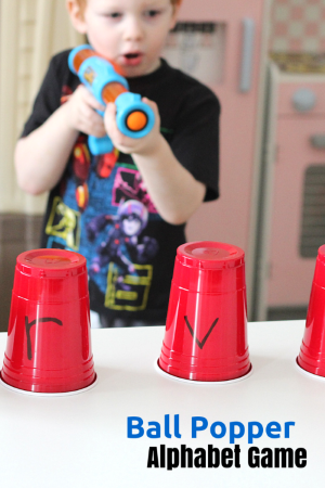 Ball Popper Alphabet Game with Plastic Cups