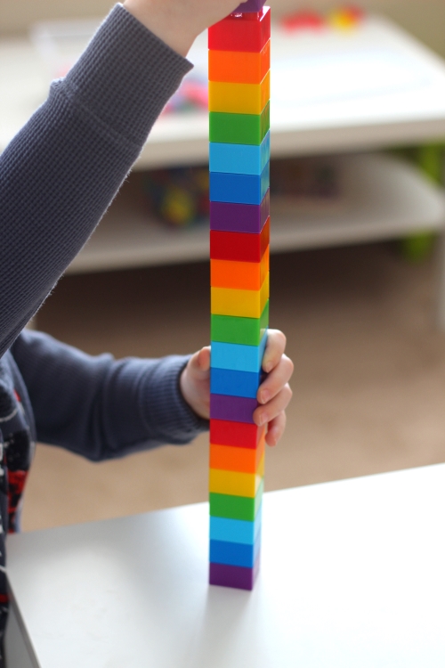 Make one large rainbow pattern tower