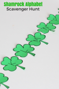 Shamrock Alphabet Scavenger Hunt. Practice letter identification and letter sounds with this fun literacy learning activity!