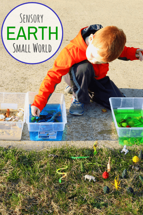 Learn about different parts of the Earth with this Earth Sensory Table and Small World