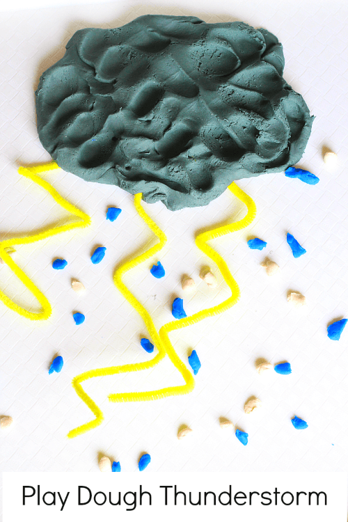 Make a Thunderstorm with Play Dough. A fun preschool science activity!