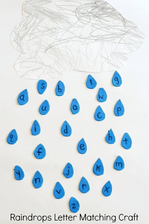 Raindrops Letter Matching Craft. Preschool weather craft and alphabet activity!
