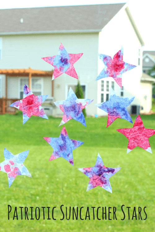 Red, White and Blue Suncatcher Stars. Science, art and fine motor activity for preschoolers!