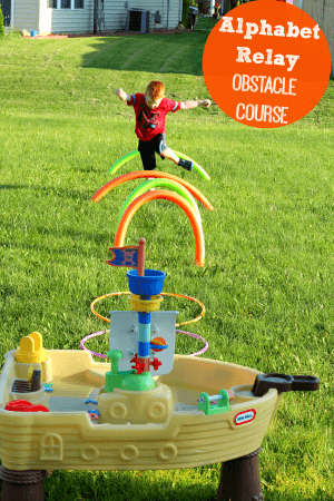 Summer Alphabet Relay Obstacle Course for Preschoolers