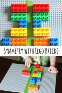 Preschool math activity that uses LEGO to teach symmetry.
