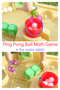 This ping pong ball math game is a fun way to learn and play in the water table. It is an excellent math activity for summer!