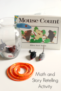 Math and story retelling activity to go with the book Mouse Count.