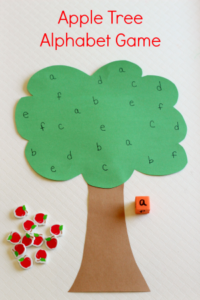 Apple theme alphabet activity for preschoolers.
