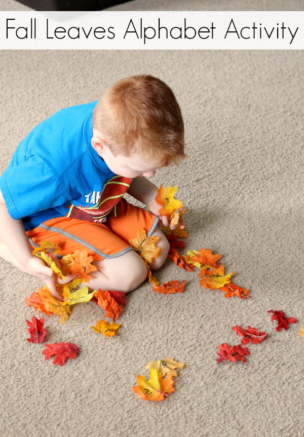 Fall leaves alphabet activity for preschoolers. A fun, gross motor alphabet game!