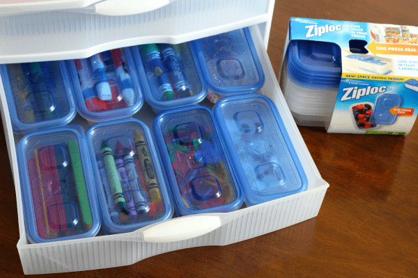 Organize supplies into Ziploc containers