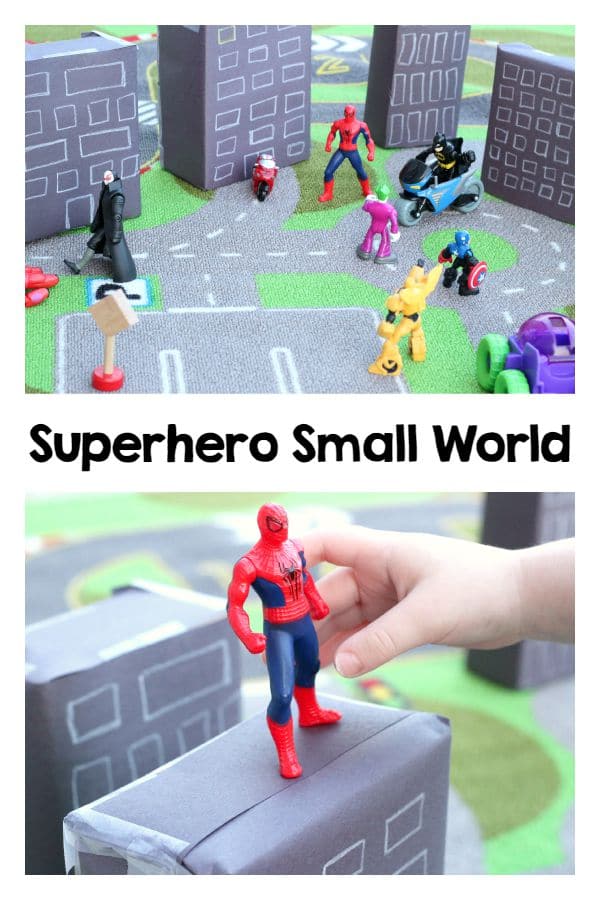 Superhero small world play. Fun superhero play idea!