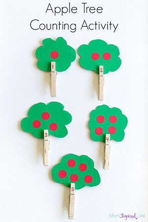 Apple Tree Counting Activity with Clothespins