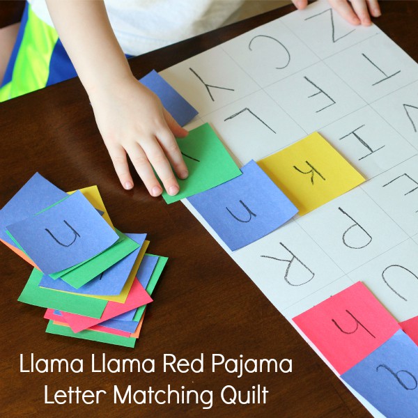 Letter matching quilt to go with the book Llama Llama Red Pajama