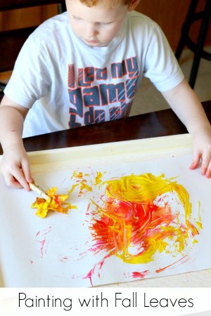 Painting with Fall Leaves Process Art