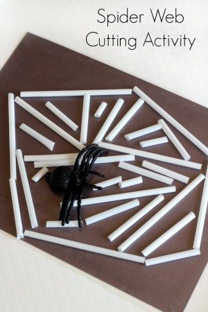 Spider Web Cutting Activity with Straws