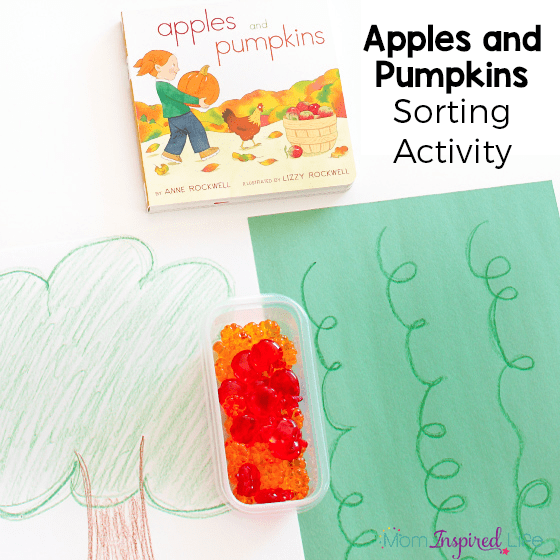 This apples and pumpkins sorting activity is perfect for fall and a great way for toddlers and preschoolers to work on this important math skill.