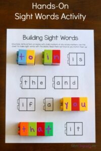 Learn sight words with this fun, hands-on activity that uses blocks. Includes a printable sheets!
