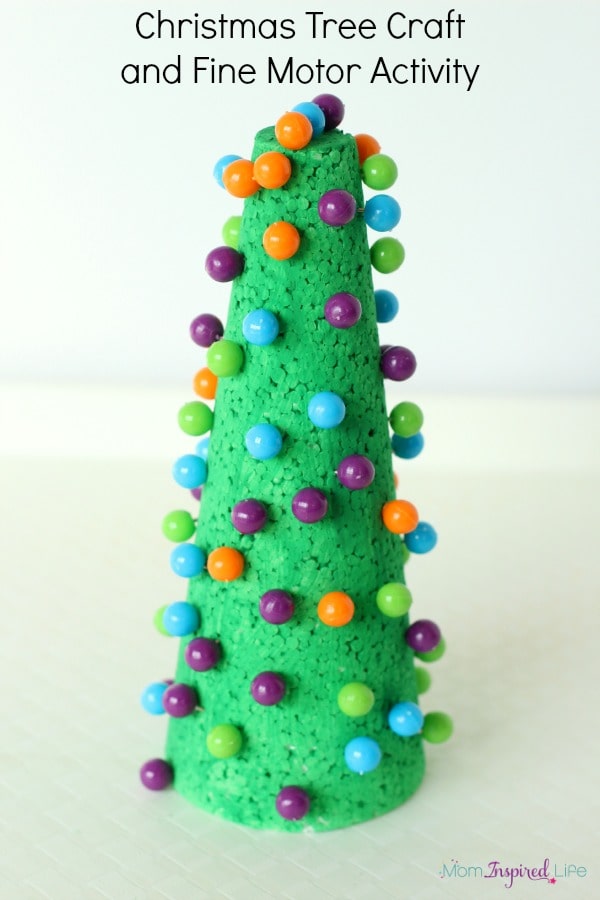 Christmas tree craft with push pins. A Christmas fine motor activity kids will love!