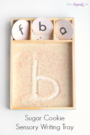 Writing Letters in a Sugar Cookie Sensory Tray