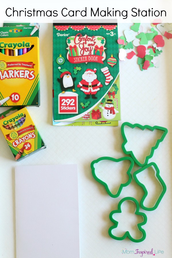 A Christmas card making station for preschoolers. A Christmas writing center that encourages pre-writing and fine motor development.
