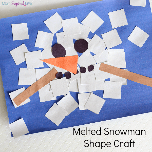 Melting snowman shape craft. A fun collage activity for toddlers and preschoolers!