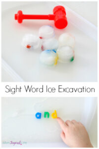 Sight word ice excavation activity. A fun, hands-on way to learn sight words.