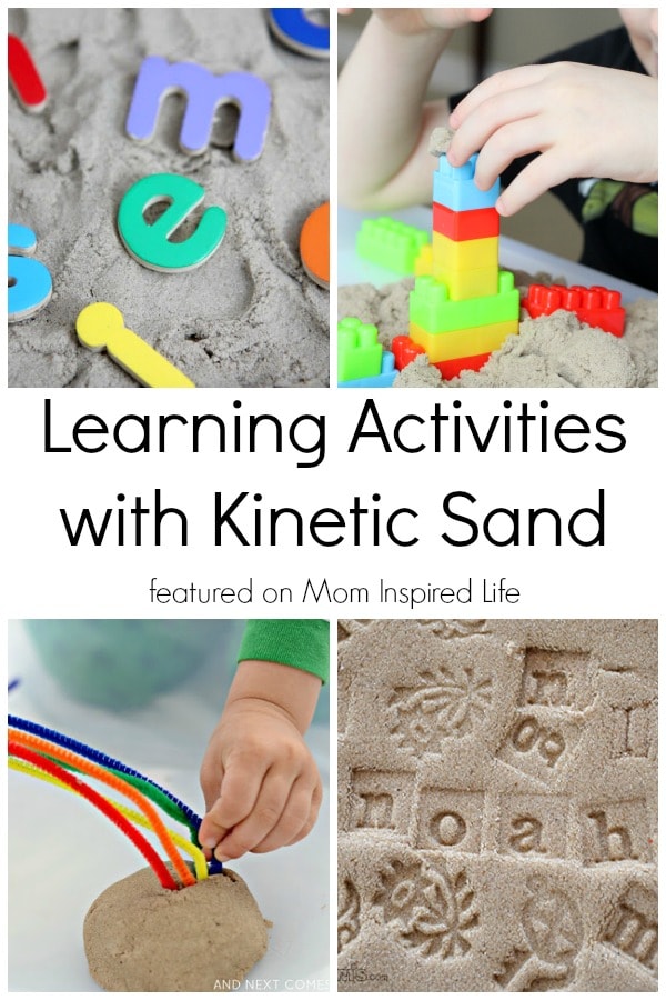 Kinetic sand learning activities for kids. Lots of ideas for what to do with kinetic sand.