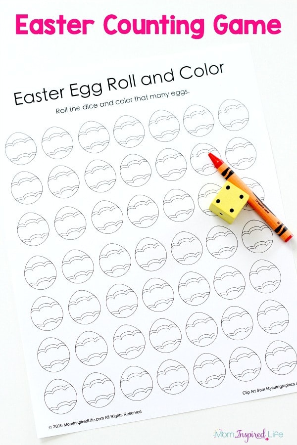 Easter egg roll and color counting game. A fun preschool Easter party game!
