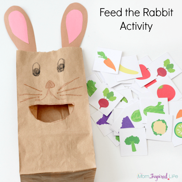 Feed the bunny rabbit activity that you can use to teach colors, letters, letter sounds, and counting! 