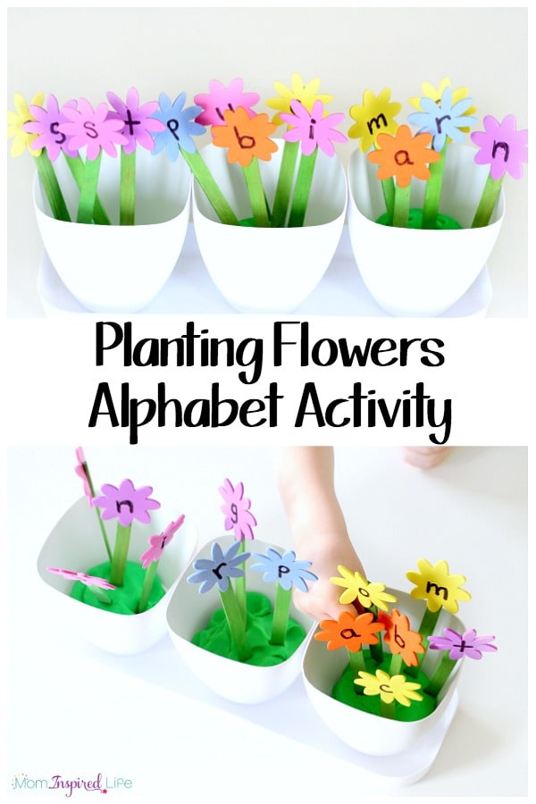 This planting flowers alphabet activity is such a fun way for kids to learn letters and letter sounds! Plus, kids can practice counting, colors, sorting and more!