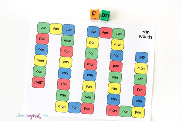 Word family game that helps kids learn to read. 