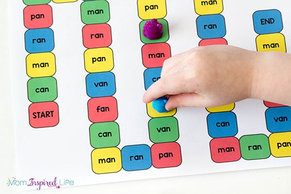 This fun literacy game encourages children to learn to read CVC words.