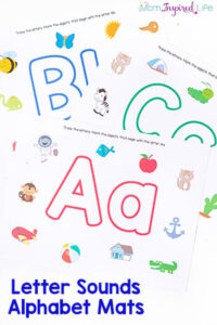 These alphabet mats are perfect for teaching the alphabet to preschoolers! It's a great way to practice letter recognition, beginning letter sounds and even writing letters! Us them with play dough or dry-erase markers!