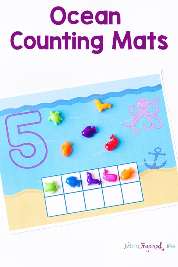 These ocean counting mats are perfect for summer and your ocean theme lesson plans. They are a great way for kids to learn number recognition, one to one coorespondence and counting! You can even use them as play dough mats.