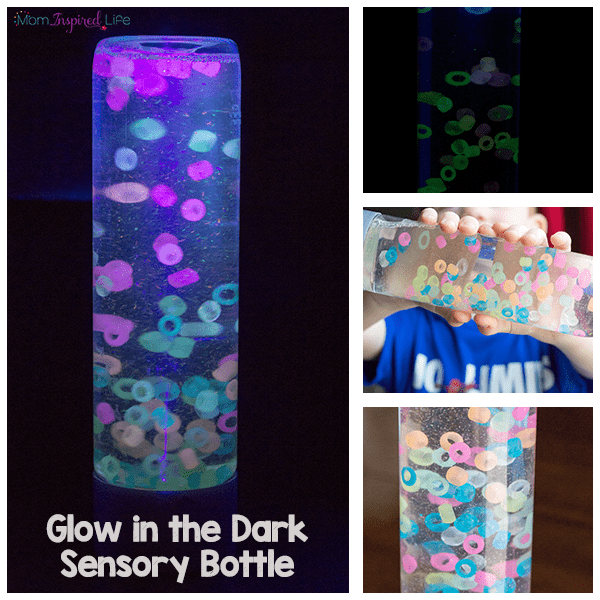 A super cool glow in the dark sensory bottle. This glowing calm down bottle will really wow your kids!