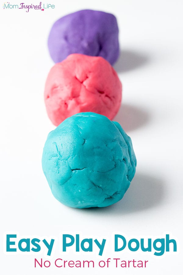 This easy play dough recipe uses no cream of tartar. Whip up scented play dough in just 5 minutes!
