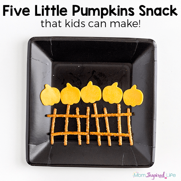 A Five Little Pumpkins snack idea that kids can make! My kids loved this Halloween snack!