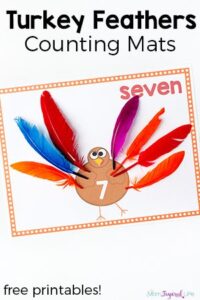 urkey feathers counting mats for Thanksgiving. Practice counting, adding and subtracting with this fun Thanksgiving math activity.