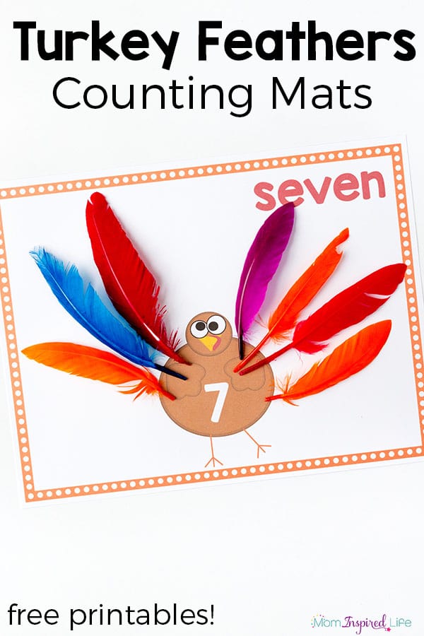 Turkey counting mats for Thanksgiving. Practice counting, adding and subtracting with this fun Thanksgiving math activity.
