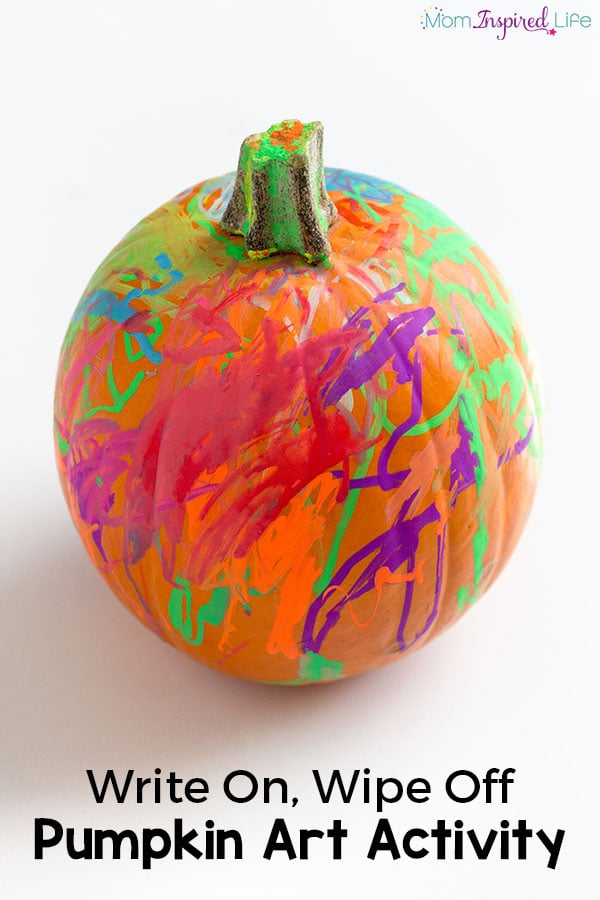 Write and wipe pumpkin process art activity for fall.
