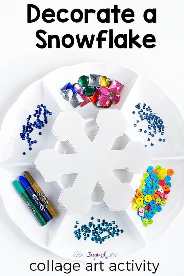 Snowflake winter craft activity for kids. This winter process art activity is a great way to develop fine motor skills and creativity!