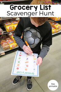 Grocery list scavenger hunt. A fun way to occupy the kids in the grocery store.