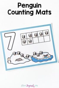 Penguin counting mats for winter theme. A fun winter activity for preschool.